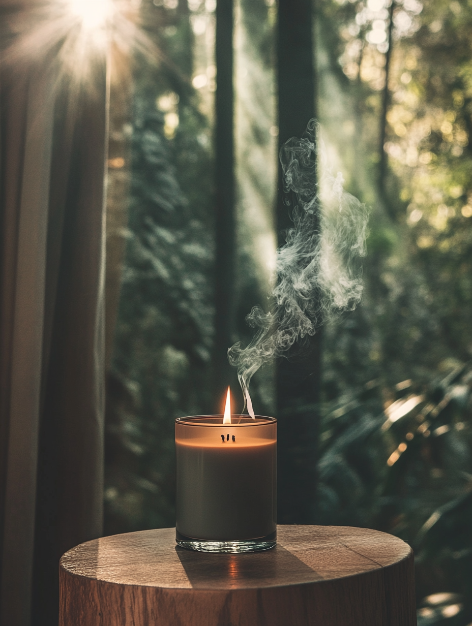 candle on table is using for trataka meditation techniques
