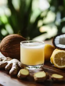 wellness shots recipes for hair from ginger and coconut